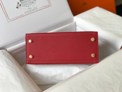 HM KELLY 32CM BAG IN BERRY TOGO GOLD HARDWARE