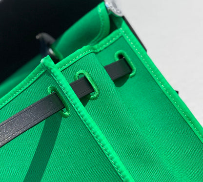 Herbag 31 Toile Green Canvas Black Cowhide Leather