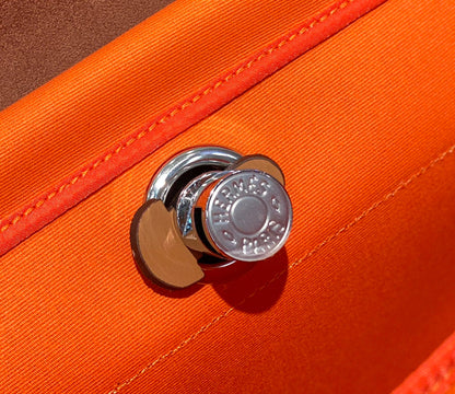 Herbag 31 Toile Orange Canvas Gold Cowhide Leather