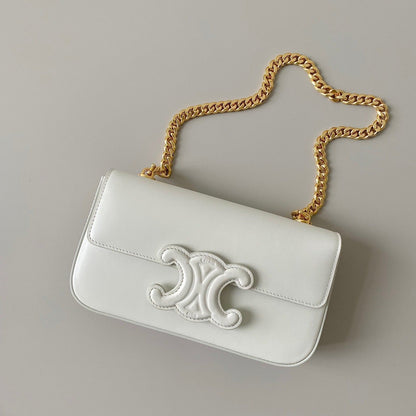 20 CHAIN EMBOSSED ARMPIT BAG WHITE CALFSKIN