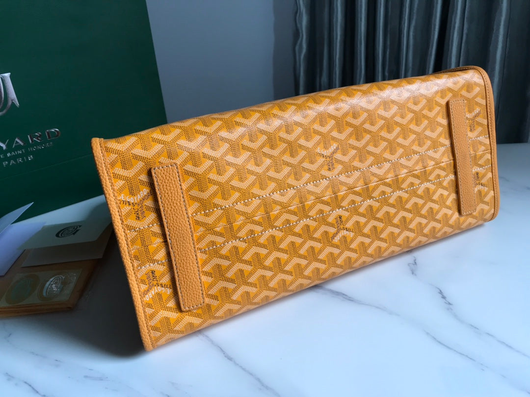 HARDY PM BAG 40 IN YELLOW GOYARDINE CANVAS AND TAURILLON LEATHER TRIM