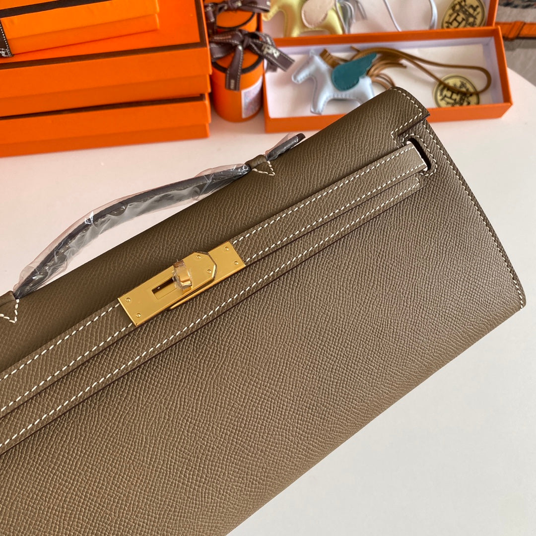 HM Kelly Cut 31 Etoupe Epsom Leather Gold Hardware 229054