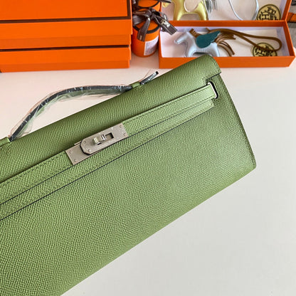 HM Kelly Cut 31 Olive Green Epsom Leather Silver Hardware 229044