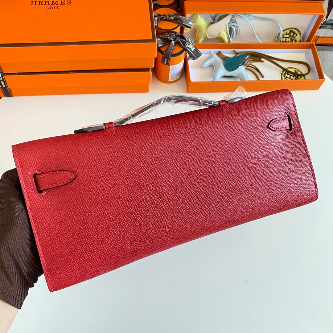 HM Kelly Cut 31 Red Epsom Leather Gold Hardware 229051