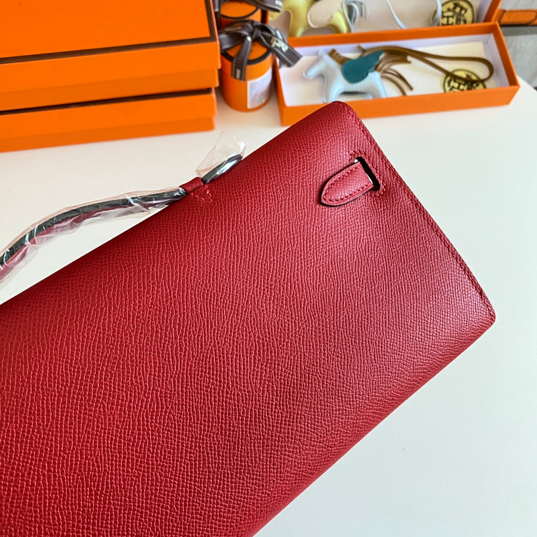HM Kelly Cut 31 Red Epsom Leather Gold Hardware 229051