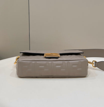 BAGUETTE WITH FF MOTIF 27 IN PINE CONE SOFT LAMBSKIN GOLD HARDWARE