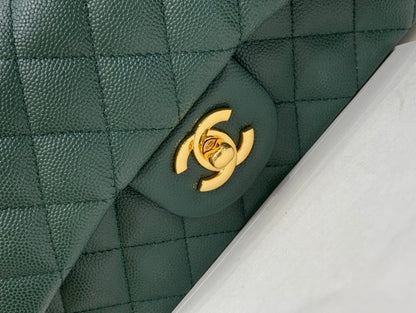 flap bag mini 20cm dark blue green caviar gold hardware