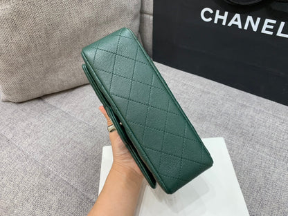 flap bag mini 20cm dark blue green caviar silver hardware