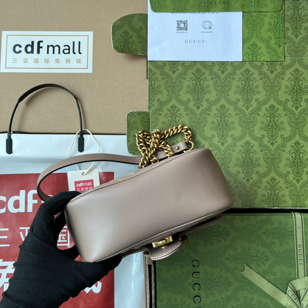 gg marmont mini 18cm dark nude calfskin gold hardware