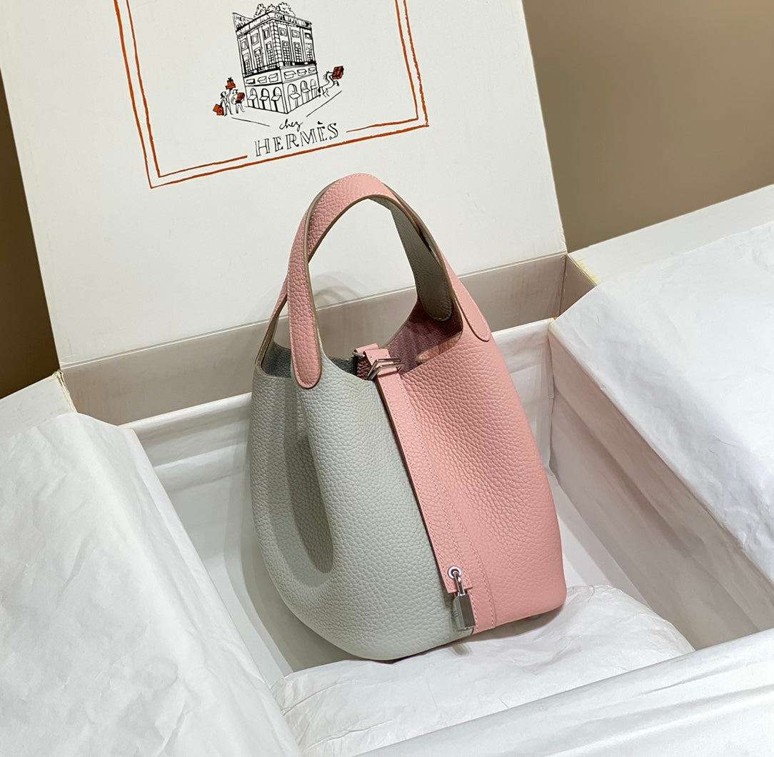 picotin lock 18 pink grey togo shw