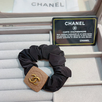 BLACK MIX CAMEL BROWN WRINKLED FABRIC SCRUNCHIE 875870