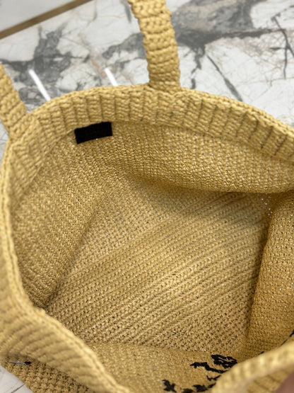 PRA BEIGE CROCHET TOTE BAG 40CM