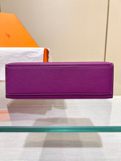 HM KELLY POCHETTE 22CM PURPLE SWIFT SILVER HARDWARE