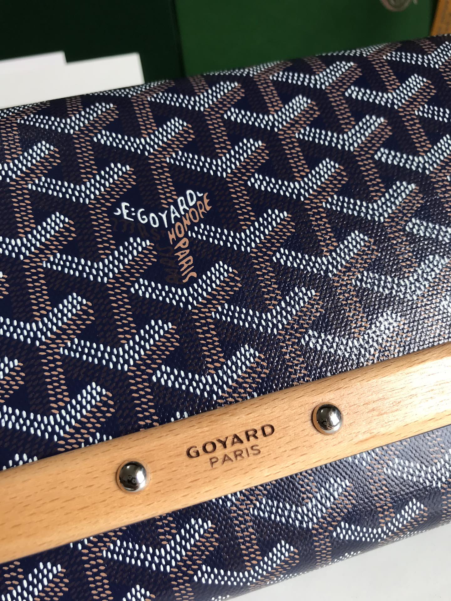 MONTE-CARLO PM CLUTCH 25 IN NAVY BLUE GOYARDINE CANVAS