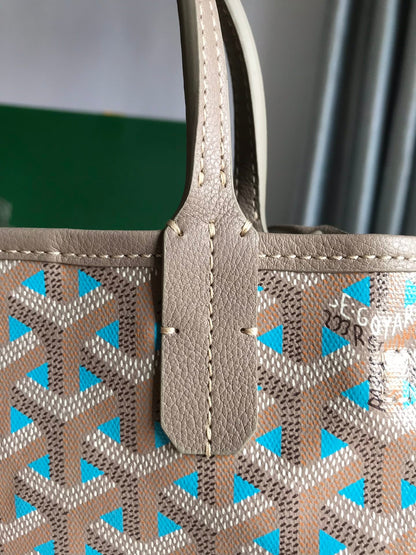 POITIERS CLAIRE-VOIE BAG 24 IN GREY MIX BLUE GOYARDINE CANVAS AND CALFSKIN