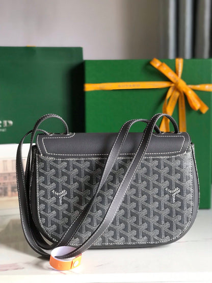 233 BAG 25 IN GRAY CALFKIN AND GOYARDINE CANVAS