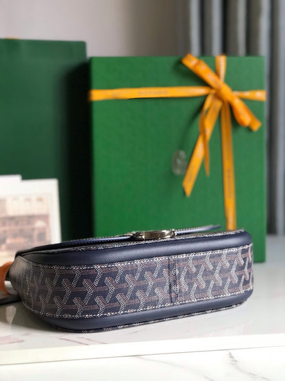 233 BAG 25 IN NAVY BLUE CALFKIN AND GOYARDINE CANVAS