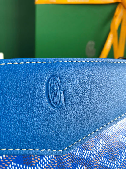 ROUETTE STRUCTUR¨¦ MINI BAG 21 IN SAPPHIRE BLUE GOYARDINE CANVAS AND CALFSKIN