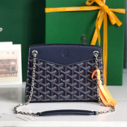 ROUETTE STRUCTUR¨¦ MINI BAG 21 IN NAVY BLUE GOYARDINE CANVAS AND CALFSKIN