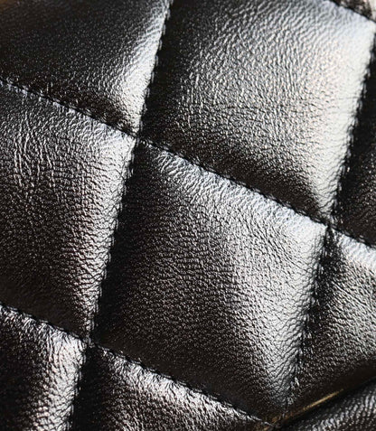 24B Mini Flap Bag With Top Handle 19cm Black Lambskin