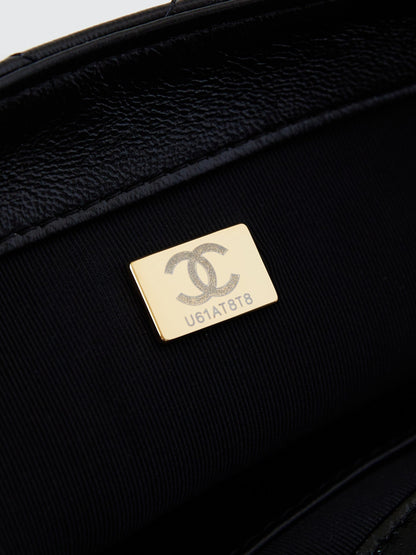 CC 24B Mini Flap Bag 20cm Black Lambskin Gold Hardware