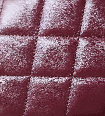 24B Cluth With Chain Burgundy Lambskin Gold Hardware
