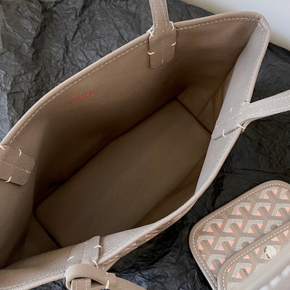 ANJOU MINI BAG 20 IN GREY MIX PINK GOYARDINE CANVAS AND CALFSKIN