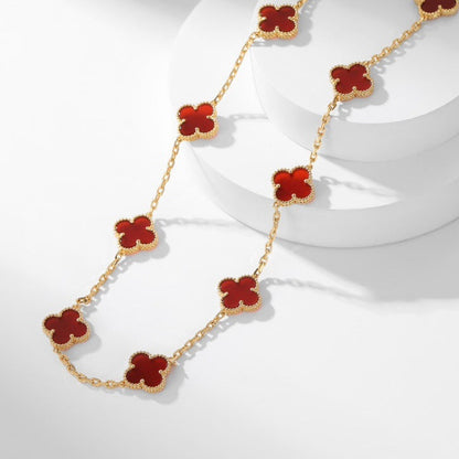 CLOVER 10 MOTIFS CARNELIAN NECKLACE