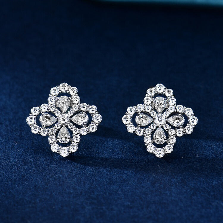 BOUCLES D'OREILLES DIANA LOOP MOTIF COMPLET DIAMANT 16MM ARGENT