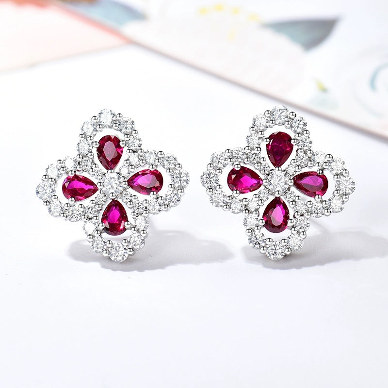 BOUCLES D'OREILLES DIANA LOOP MOTIF COMPLET DIAMANT 16MM ARGENT
