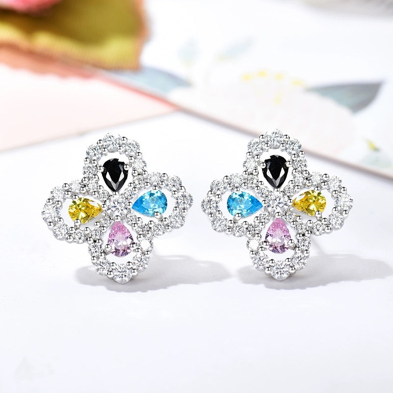 BOUCLES D'OREILLES DIANA LOOP MOTIF COMPLET DIAMANT 16MM ARGENT