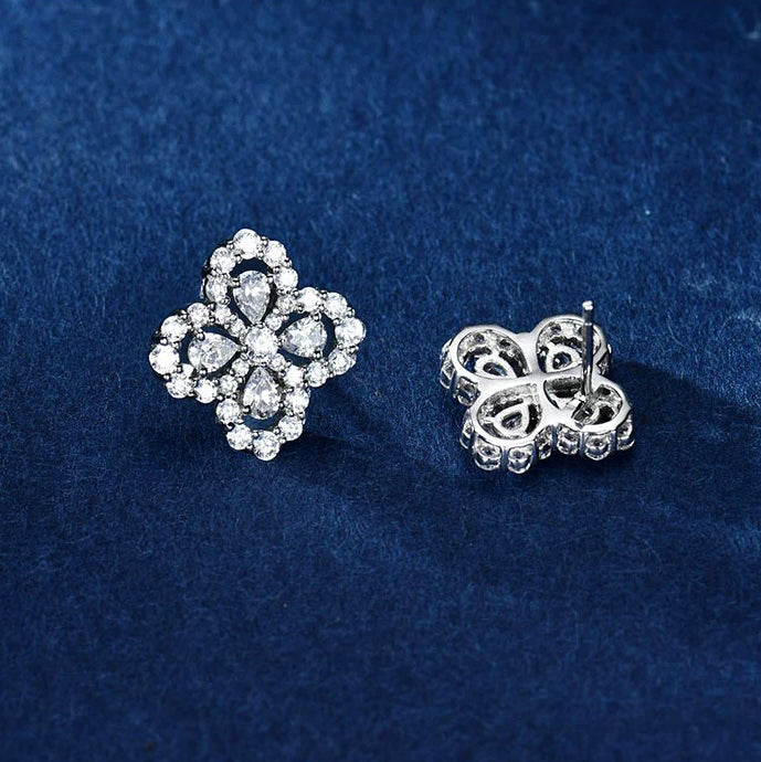 BOUCLES D'OREILLES DIANA LOOP MOTIF COMPLET DIAMANT 16MM ARGENT