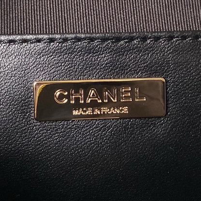 24C Star Bag 22.5cm Black Calfskin Gold Hardware