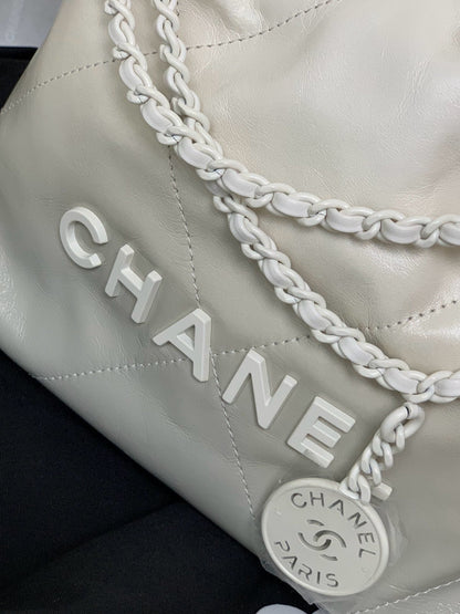 CC Mini 22 Hobo Bag White Grey Lambskin