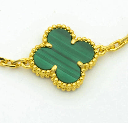 CLOVER  5 MOTIF MALACHITE DIAMOND BRACELET