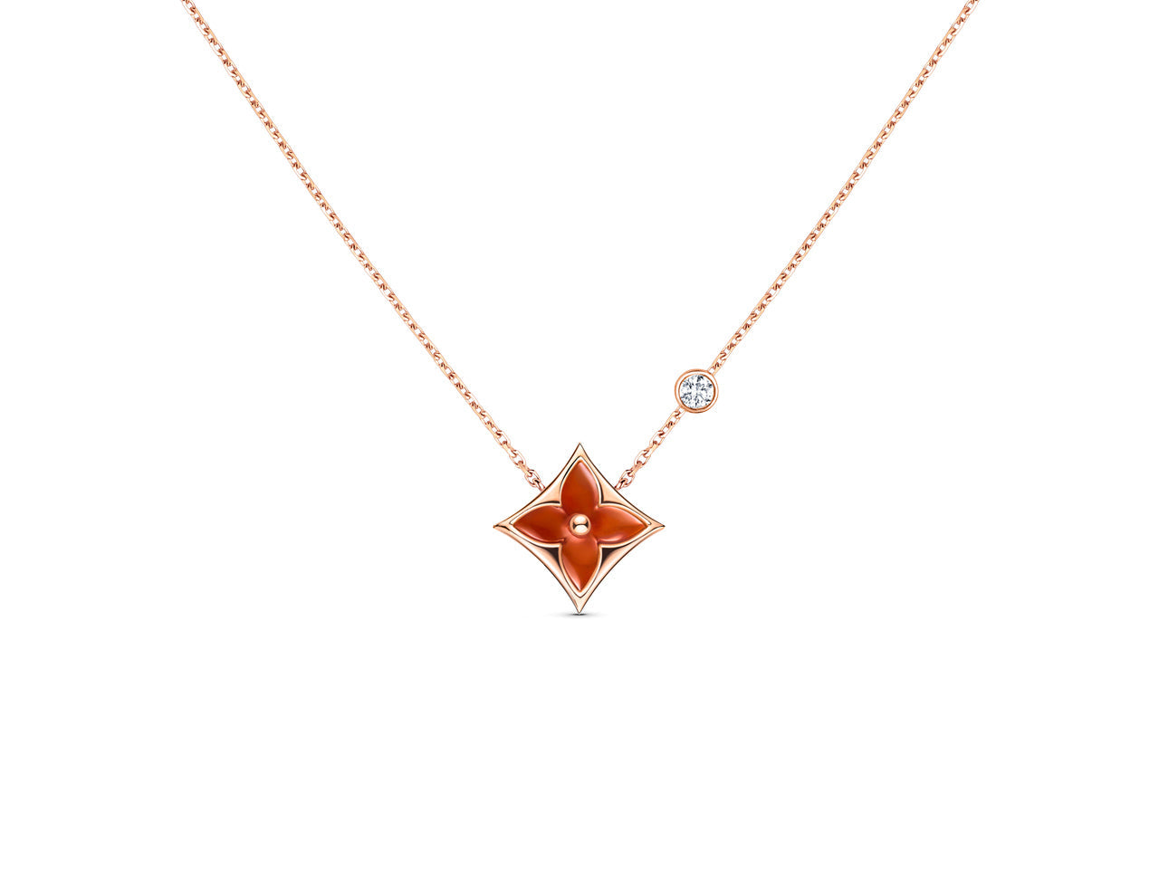 COLLIER DIANA STAR OR ROSE 1 DIAMANT