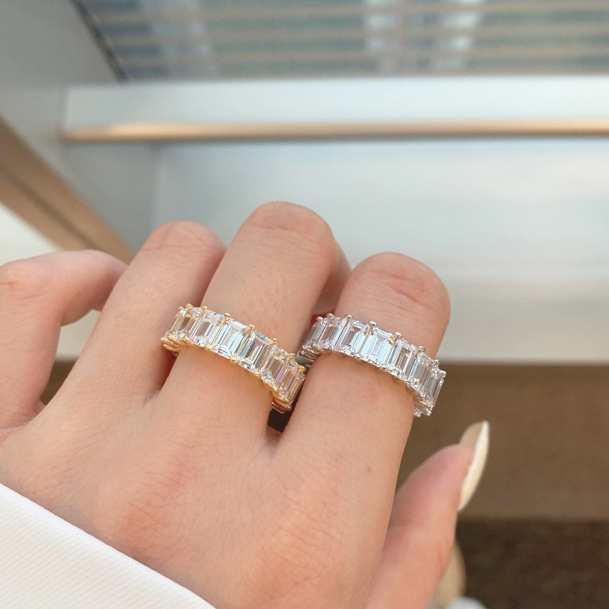 [HOT]0.75 Carat Elegant Emerald Cut Tennis Ring