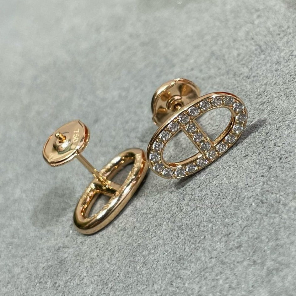 DIANA HM FULL DIAMOND PIG NOSE STUD EARRINGS