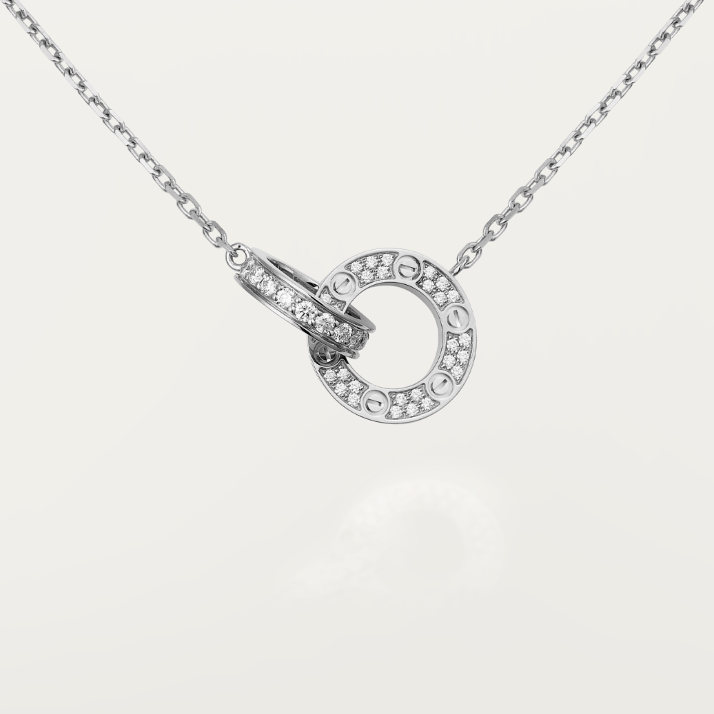 DIANA LOVE 7.6MM NECKLACE ROSE GOLD AND SILVER  FULL DIAMOND