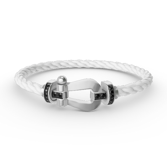 DIANA FORCE LARGE HORSESHOE BLACK DIAMOND BRACELET SILVER