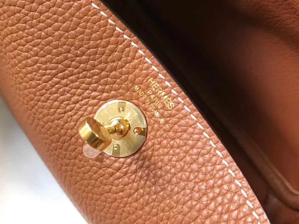 HM Mini Lindy 20cm Gold Clemence Leather