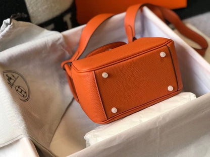 HM Mini Lindy 20cm Orange Clemence Leather