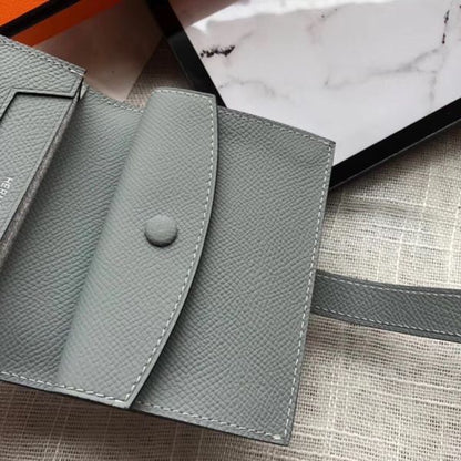 HM Bearn 10cm Mini Wallet In Blue Lin Epsom Leather