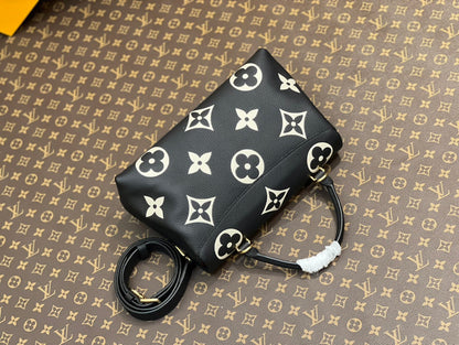 madeleine 30 black white grained embossed calfskin