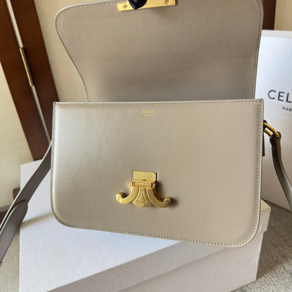 classique triomphe 22 grey calfskin gold hardware
