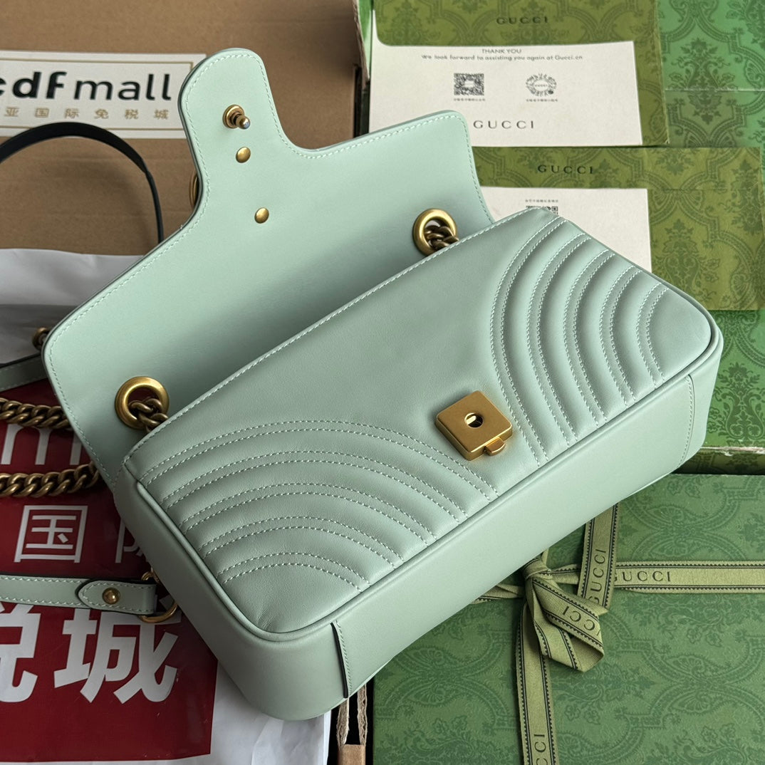 gg marmont 26cm turquoise calfskin gold hardware