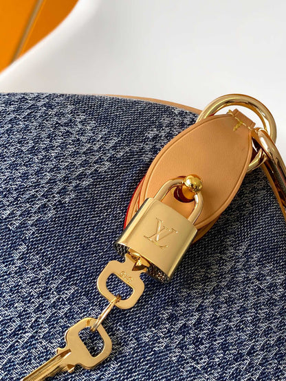 SPEEDY BANDOULI¨¨RE 40 IN BLUE DAMIER DENIM 3D