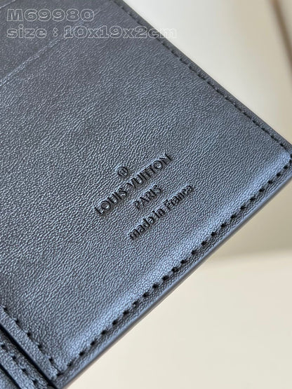 BRAZZA WALLET AEROGRAM 19CM BLACK CALFSKIN