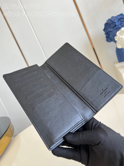 BRAZZA WALLET AEROGRAM 19CM BLACK CALFSKIN