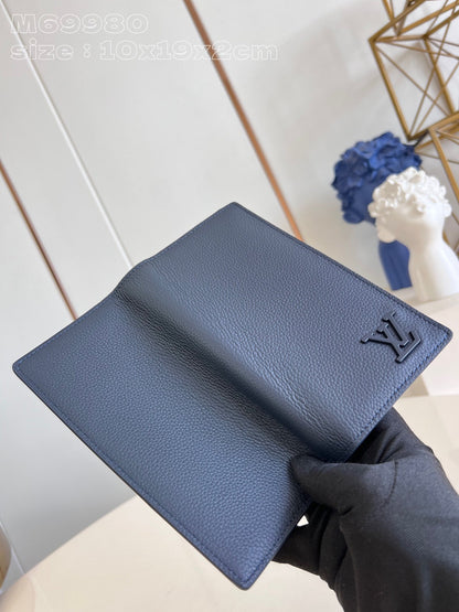 BRAZZA WALLET AEROGRAM 19CM BLUE CALFSKIN